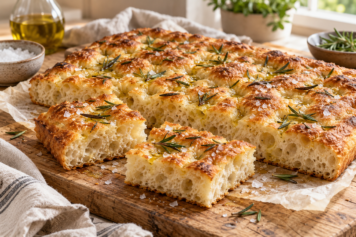 Sourdough Focaccia with Rosemary and Sea Salt