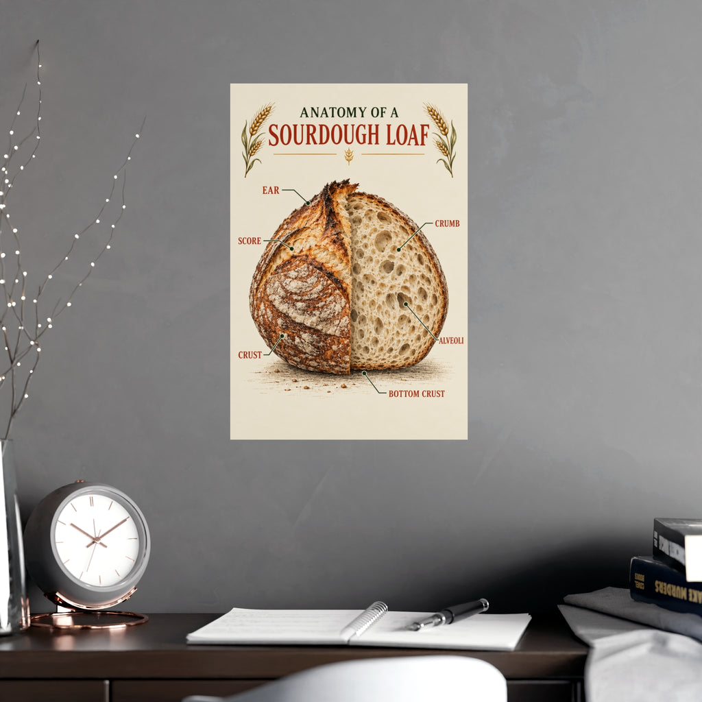 Sourdough Anatomy Poster — 'Anatomy of a Sourdough Loaf' Matte Kitchen Art