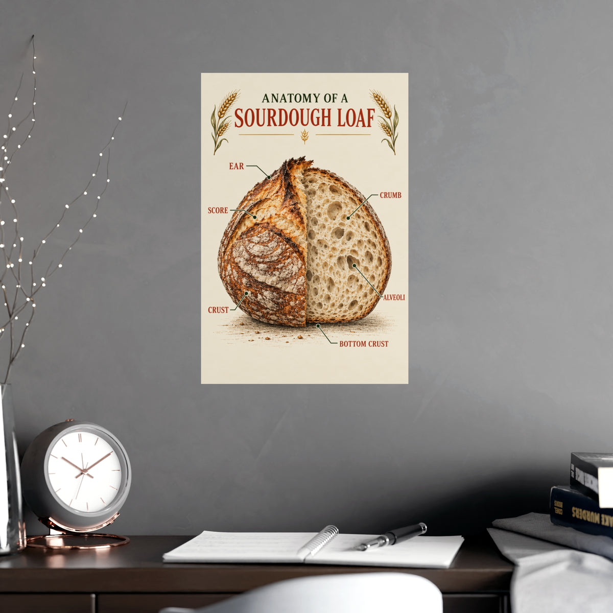 Sourdough Anatomy Poster — 'Anatomy of a Sourdough Loaf' Matte Kitchen Art