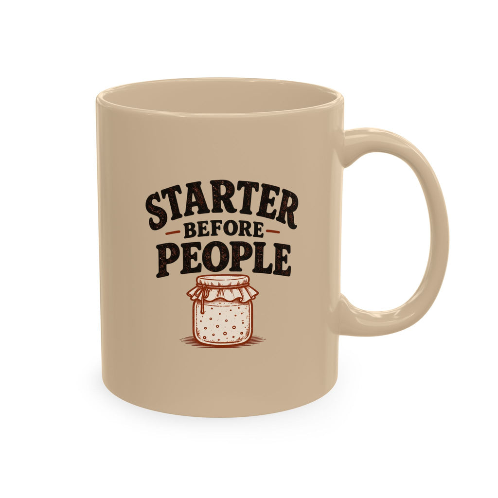 Starter Before People Ceramic Mug — Funny Coffee Mug for Introverts, Retro Jam Jar Design
