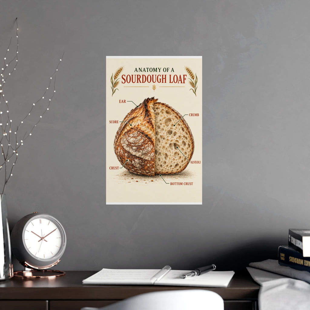 Sourdough Anatomy Poster — 'Anatomy of a Sourdough Loaf' Matte Kitchen Art