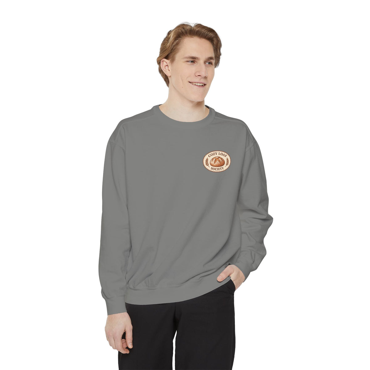 Cozy Pastry Club Sweatshirt — 'Bakery Lover' Croissant Chest Logo