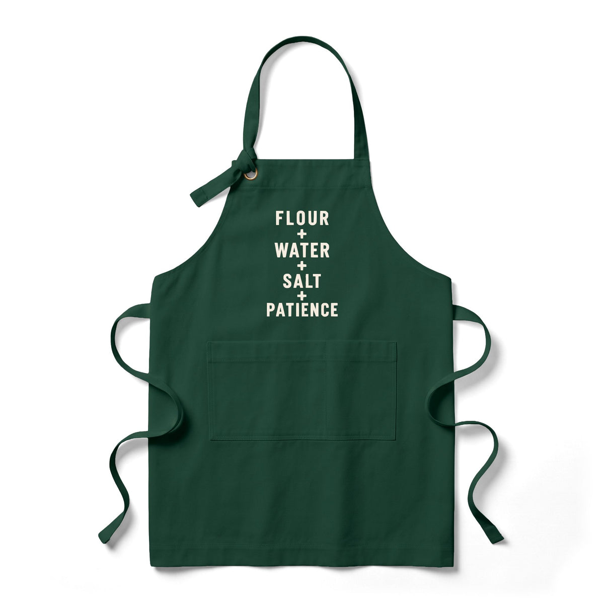 Baking Apron - "Flour + Water + Salt + Patience" Heavy Twill Bib Apron