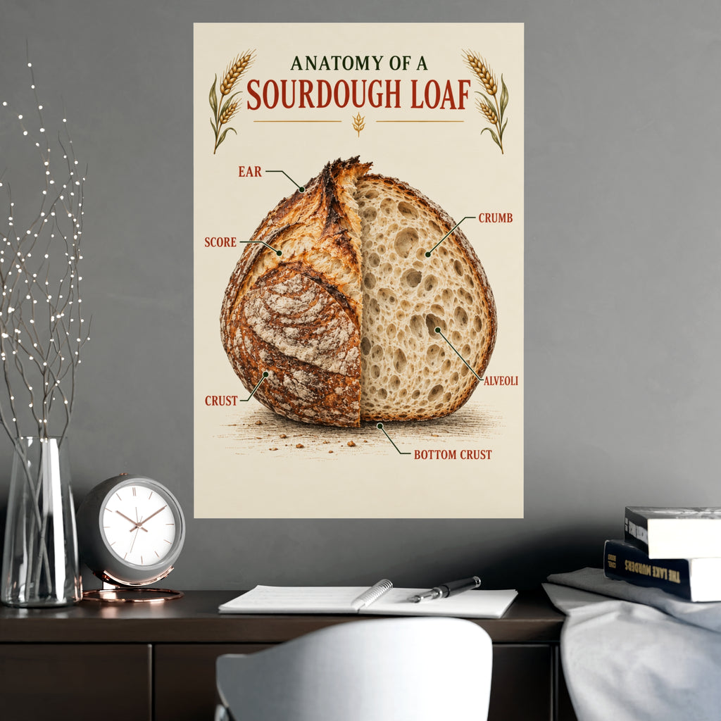 Sourdough Anatomy Poster — 'Anatomy of a Sourdough Loaf' Matte Kitchen Art
