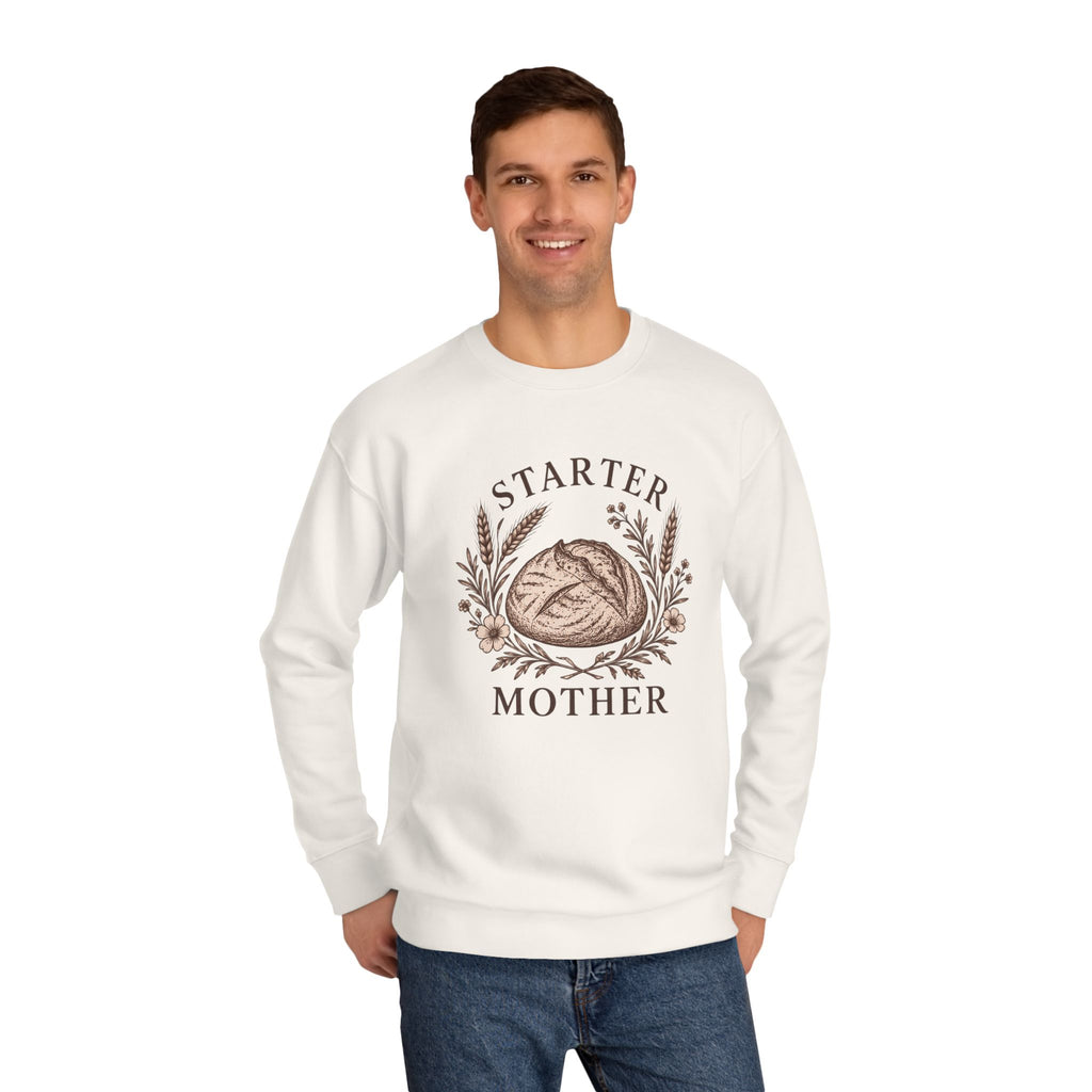 Starter Mother Sweatshirt – Rustic Bread & Herb Crewneck for Bakers and New Moms