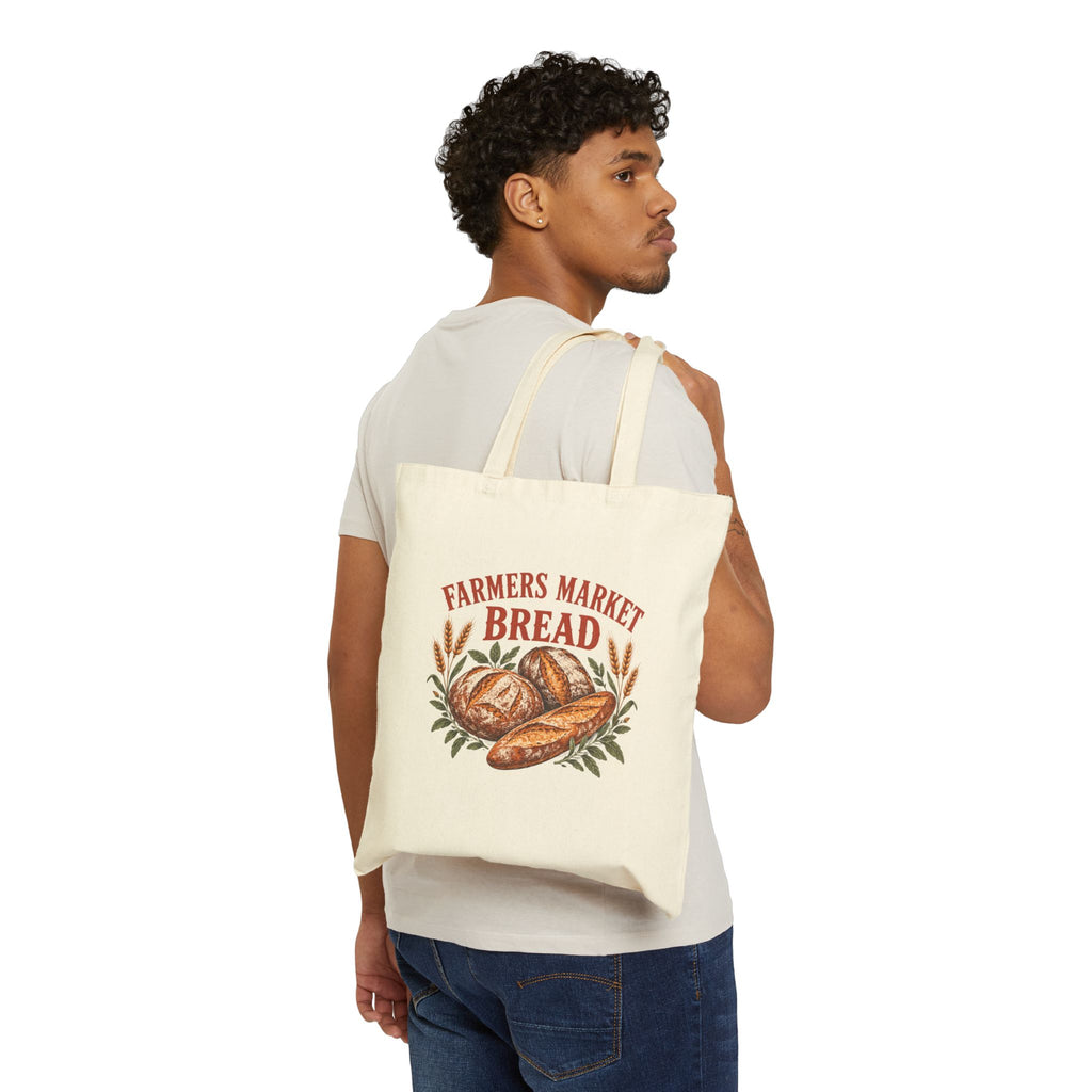 Farmers Market Bread Tote Bag — Rustic Bakery Canvas Grocery Tote