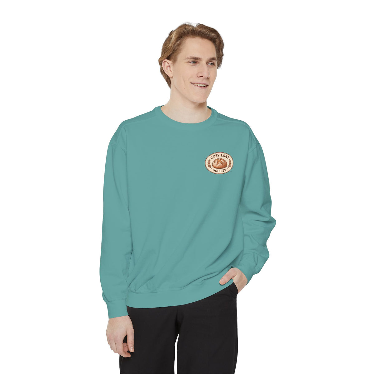 Cozy Pastry Club Sweatshirt — 'Bakery Lover' Croissant Chest Logo