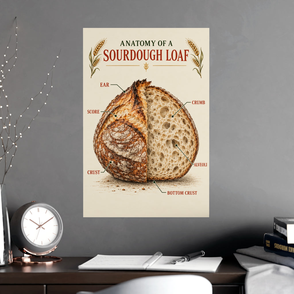Sourdough Anatomy Poster — 'Anatomy of a Sourdough Loaf' Matte Kitchen Art