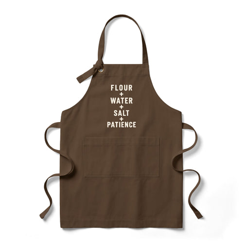 Baking Apron - "Flour + Water + Salt + Patience" Heavy Twill Bib Apron