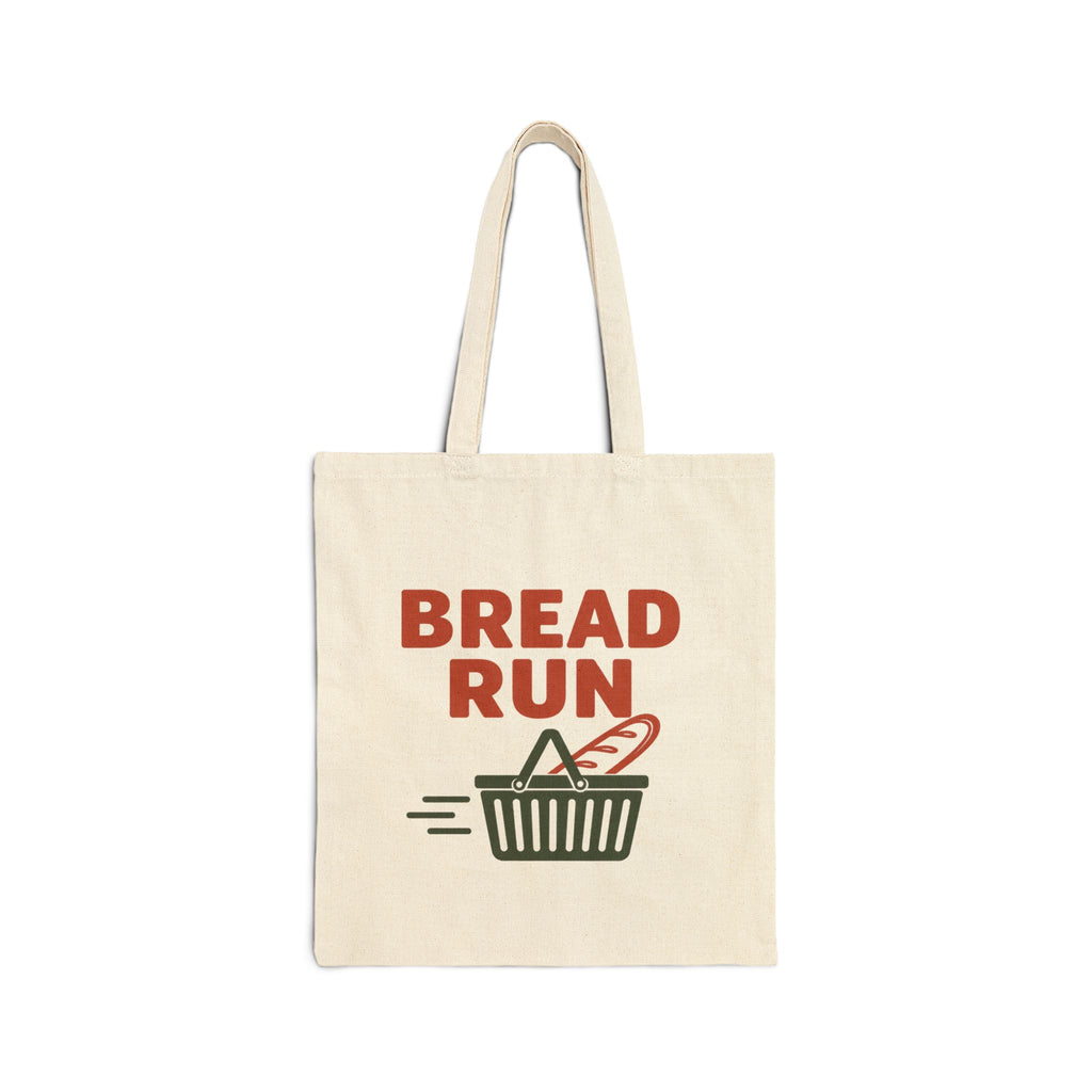 Tote Bag — "Bread Run" Canvas Grocery Tote, Funny Bakery Shopper Bag