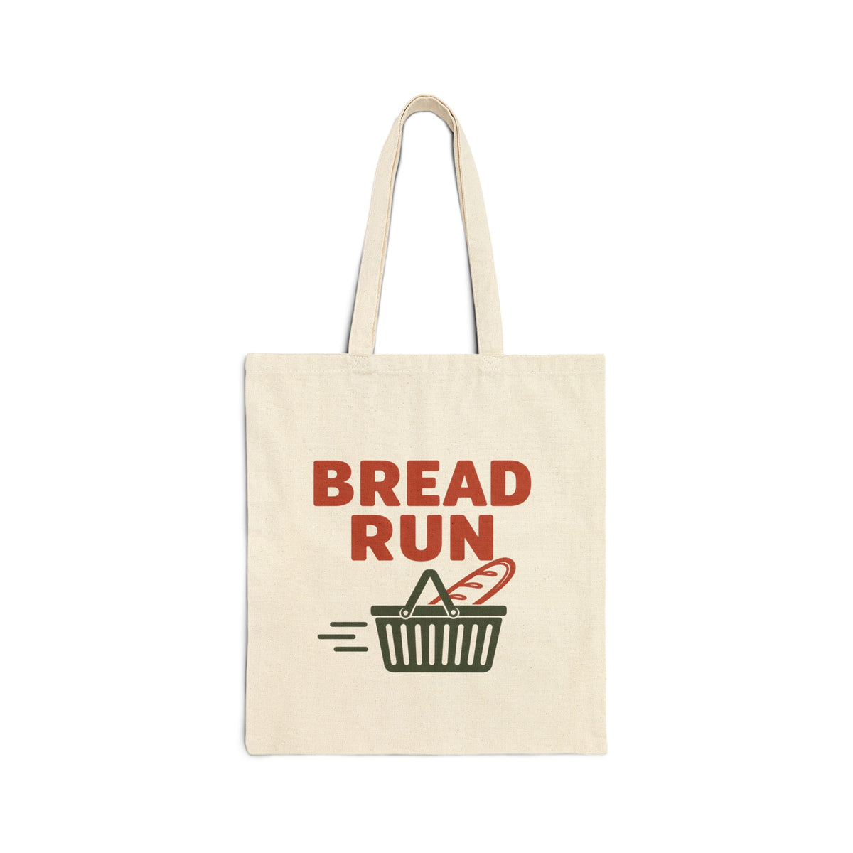 Tote Bag — "Bread Run" Canvas Grocery Tote, Funny Bakery Shopper Bag