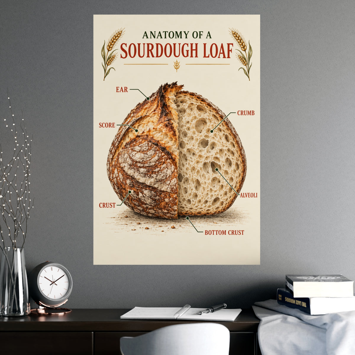 Sourdough Anatomy Poster — 'Anatomy of a Sourdough Loaf' Matte Kitchen Art