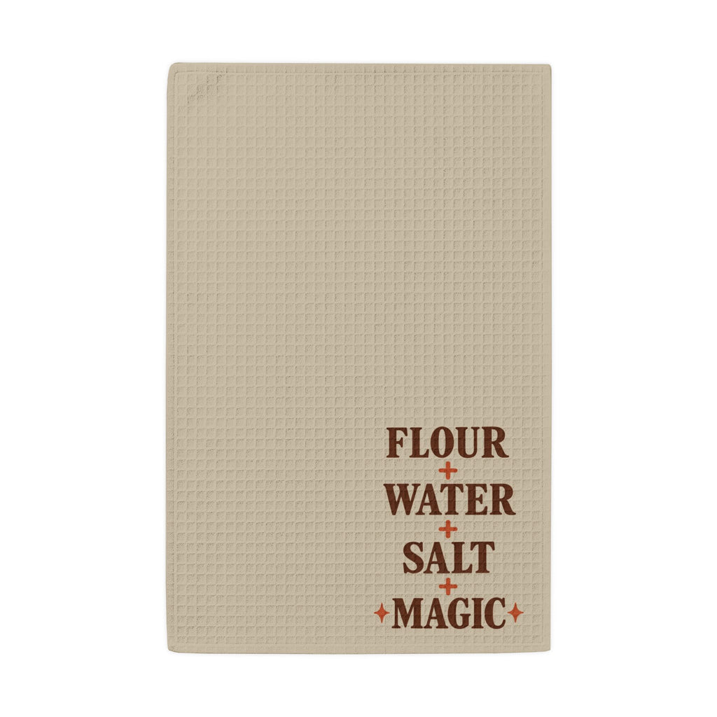 Waffle Weave Kitchen Towel – "Flour + Water + Salt + Magic" Rustic Baking Tea Towel