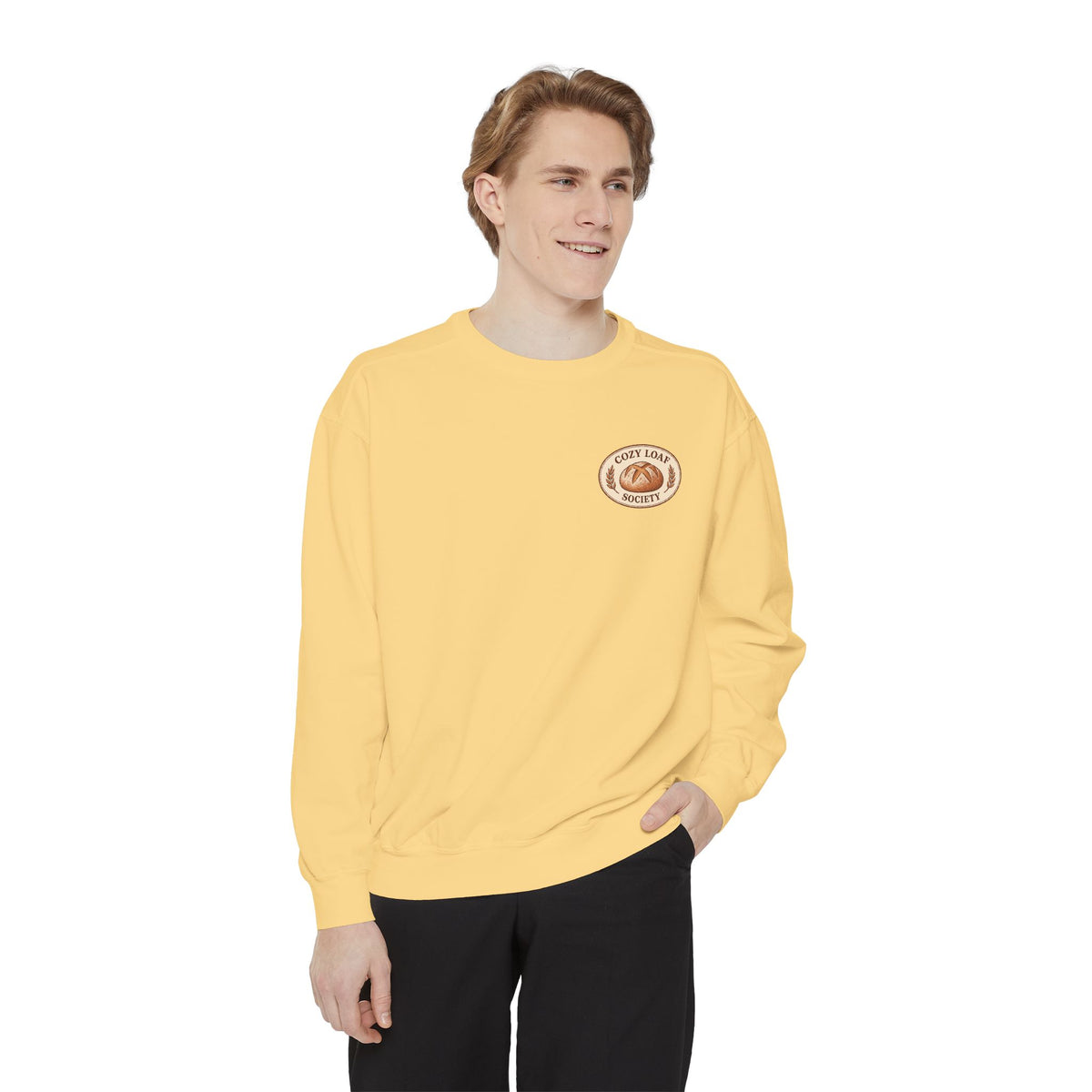 Cozy Pastry Club Sweatshirt — 'Bakery Lover' Croissant Chest Logo